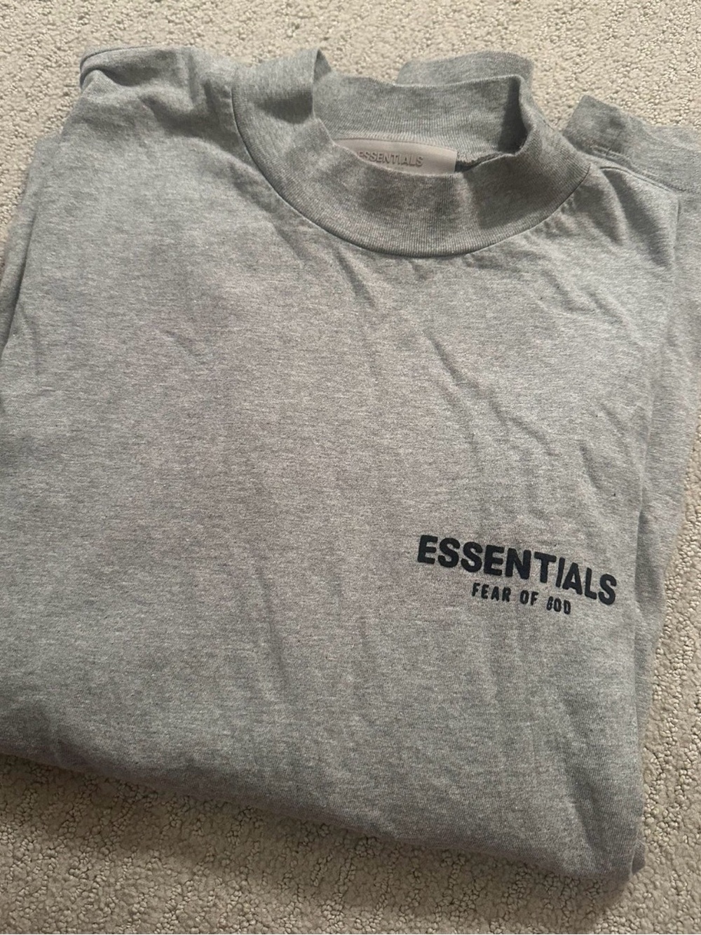 Essentials Light Grey Logo Tee with Black Print